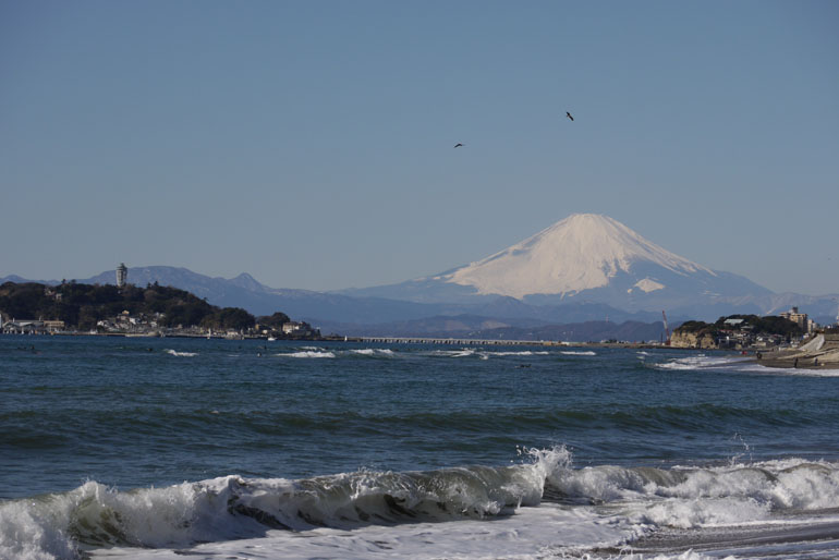 冬の冨士山と江ノ島